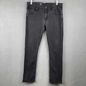 Hurley Slim Men Faded Black Stretch Denim Skater Indie Jeans Size 34 Spring 2009